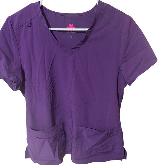 Womens Scrub Top Lot of 2 sz M Purple Natural Uniforms & Grey's Anatomy - Picture 3 of 10